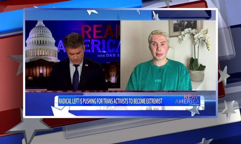 Video still from Oli London's interview with Real America on One America News Network