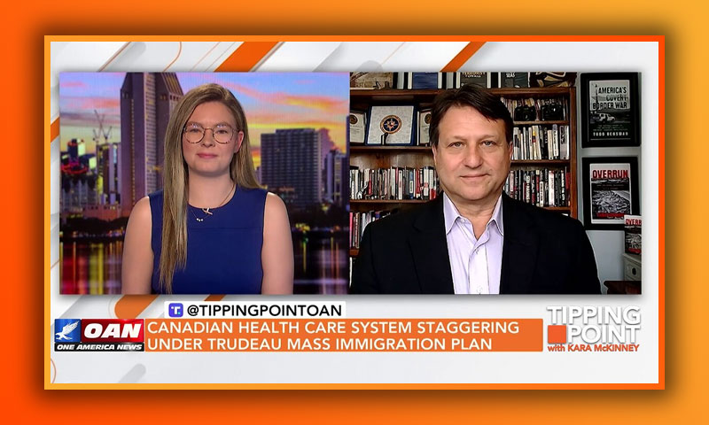 Video still from Todd Bensman's interview with Tipping Point on One America News Network