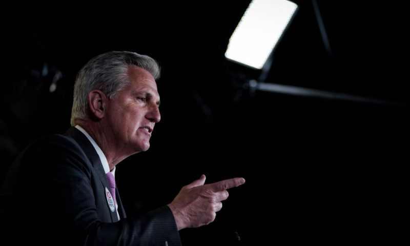 House Minority Leader Kevin McCarthy (R-CA) speaks during his weekly news conference on Capitol Hill on February 26, 2021 in Washington, DC. The House is set to vote Friday evening on President Joe Biden's $1.9 trillion COVID-19 relief package. (Photo by Drew Angerer/Getty Images)