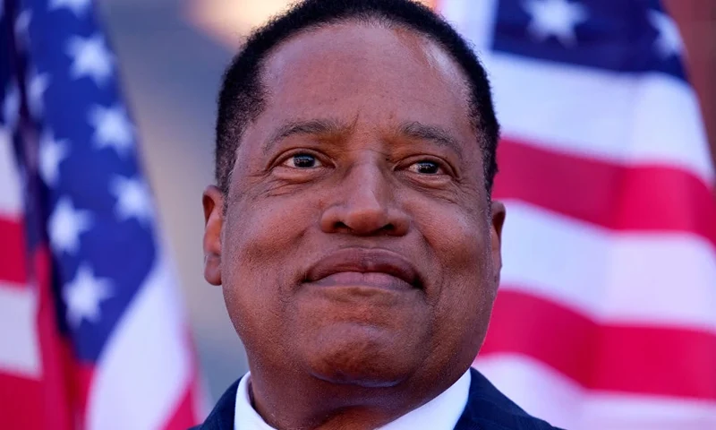 Republican gubernatorial candidate Larry Elder speaks to supporters during an Asian Rally for Yes Recall at the Asian Garden Mall in Little Saigon, Westminster, California, on September 4, 2021 - The recall election, which will be held on September 14, 2021, asks voters to respond two questions: whether Newsom, a Democratic, should be recalled from the office of governor, and who should succeed Newsom if he is recalled. Forty-six candidates, including nine Democrats and 24 Republicans, are looking to take Newsom's place as the governmental leader of California. (Photo by RINGO CHIU / AFP) (Photo by RINGO CHIU/AFP via Getty Images)