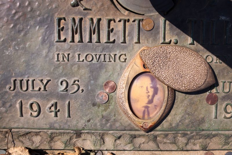 A faded photograph is attached to the headstone that marks the gravesite of Emmett Till in Burr Oak Cemetery on March 22, 2021 in Chicago, Illinois. Till's brutal murder in Money, Mississippi in the summer of 1955 and his mother's decision to hold an open-casket funeral to expose the brutality of the murder is credited with igniting the modern civil rights movement. The home in Chicago where Till lived with his mother recently gained Chicago landmark status and there are plans to turn the home into a museum and the church where his funeral was held is being considered for designation as a National Monument. (Photo by Scott Olson/Getty Images)