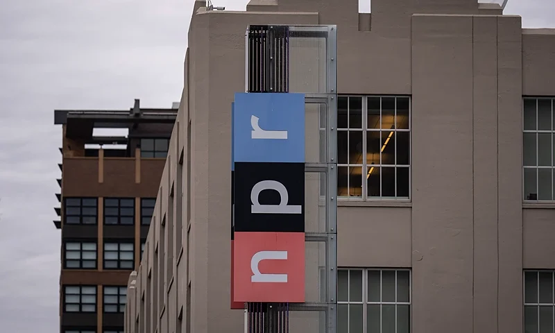 WASHINGTON, DC - FEBRUARY 22: A view of the National Public Radio (NPR) headquarters on North Capitol Street February 22, 2023 in Washington, DC. NPR CEO John Lansing announced in a memo to staff that the network is planning to lay off around 10% of its workforce, citing a decline in advertising revenue. (Photo by Drew Angerer/Getty Images)