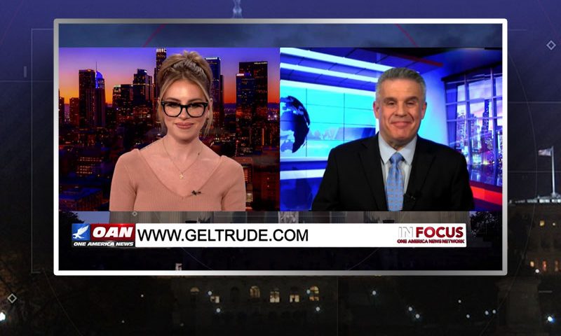Video still from Dan Geltrude's interview with In Focus on One America News Network
