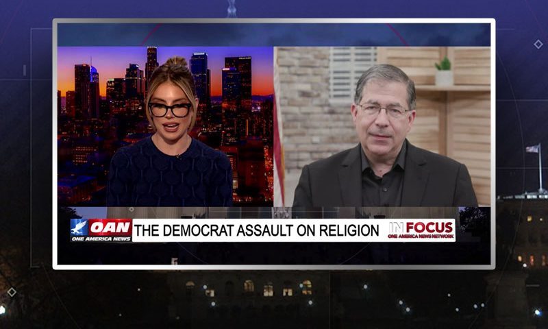 Video still from Frank Pavone's interview with In Focus on One America News Network