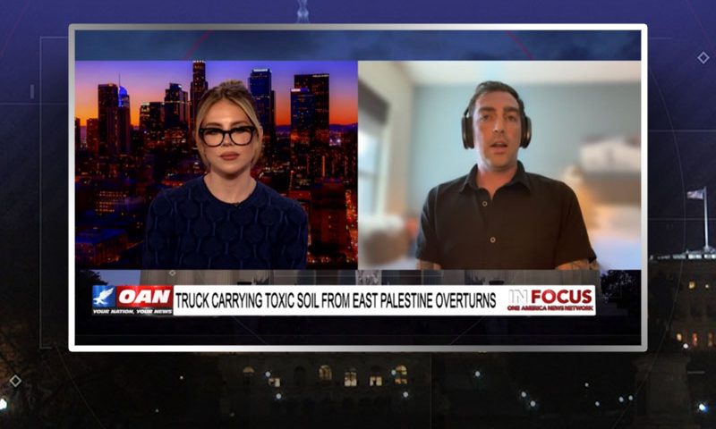 Video still from Shane Cashman's interview with In Focus on One America News Network