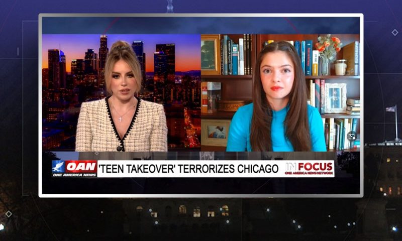 Video still from Evita Duffy's interview with In Focus on One America News Network