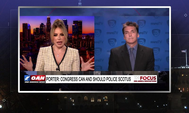 Video still from Eric Scheiner's interview with In Focus on One America News Network