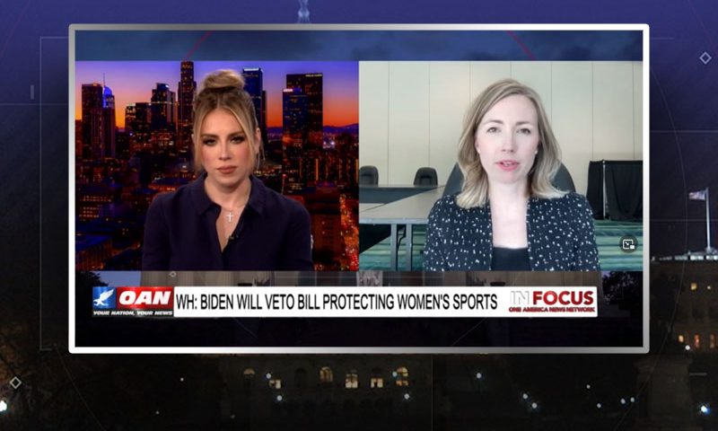 Video still from Jessica Anderson's interview with In Focus on One America News Network
