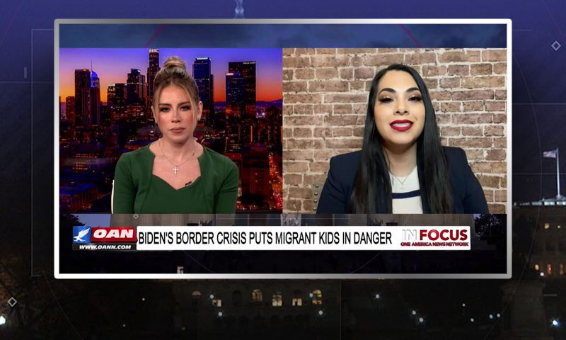 Video still from Mayra Flores' interview with In Focus on One America News Network