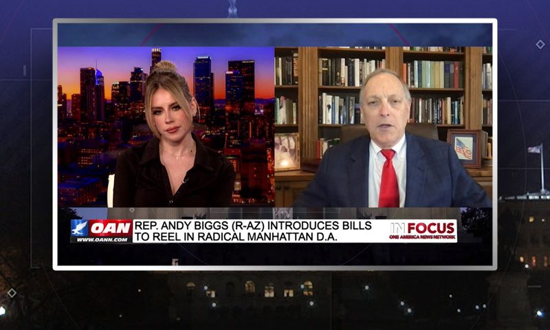 Video still from Rep. Andy Biggs' interview with In Focus on One America News Network