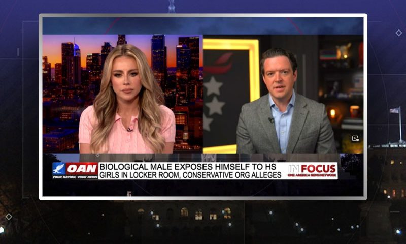 Video still from Ryan Helfenbein's interview with In Focus on One America News Network