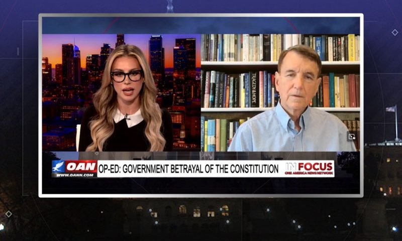 Video still from Scott Powell's interview with In Focus on One America News Network