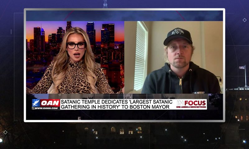 Video still from Sean Feucht's interview with In Focus on One America News Network