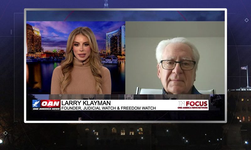 Video still from Larry Klayman's interview with In Focus on One America News Network