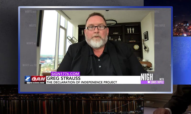 Video still from Greg Strause's interview with Nights on One America News Network