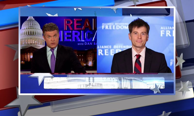 Video still from Jonathan Scruggs's interview with Real America on One America News Network