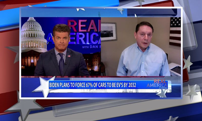 Video still from Steve Milloy's interview with Real America on One America News Network