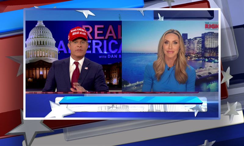 Video still from Lara Trump's interview with Real America on One America News Network