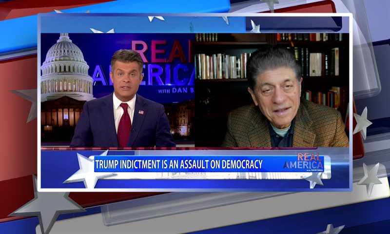 Video still from Andrew Napolitano's interview with Real America on One America News Network