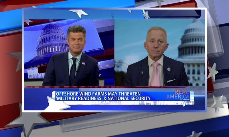 Video still from Jeff Van Drew's interview with Real America on One America News Network