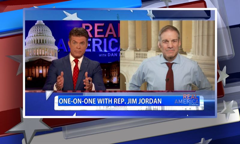 Video still from Rep. Jim Jordan's interview with Real America on One America News Network