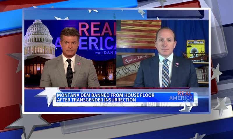 Video still from Darin Gaub's interview with Real America on One America News Network