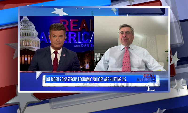 Video still from Steve Moore's interview with Real America on One America News Network