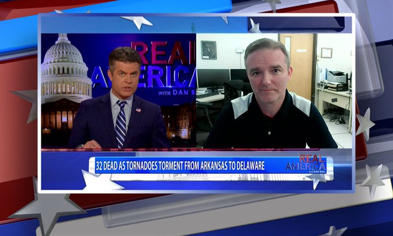 Video still from Dennis Cavanaugh's interview with Real America on One America News Network