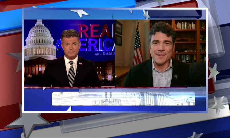 Video still from Joe Kent's interview with Real America on One America News Network