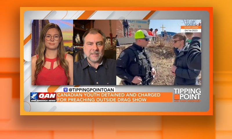 Video still from Artur Pawlowski's interview with Real America on One America News Network