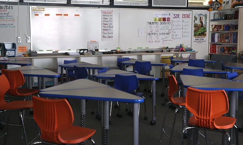 KENTFIELD, CALIFORNIA - APRIL 01: A classroom sits empty at Kent Middle School on April 01, 2020 in Kentfield, California. California Gov. Gavin Newsom announced that schools will remain closed through the end of the academic year due to shelter-in-place orders necessitated by COVID-19 pandemic. (Photo by Justin Sullivan/Getty Images)