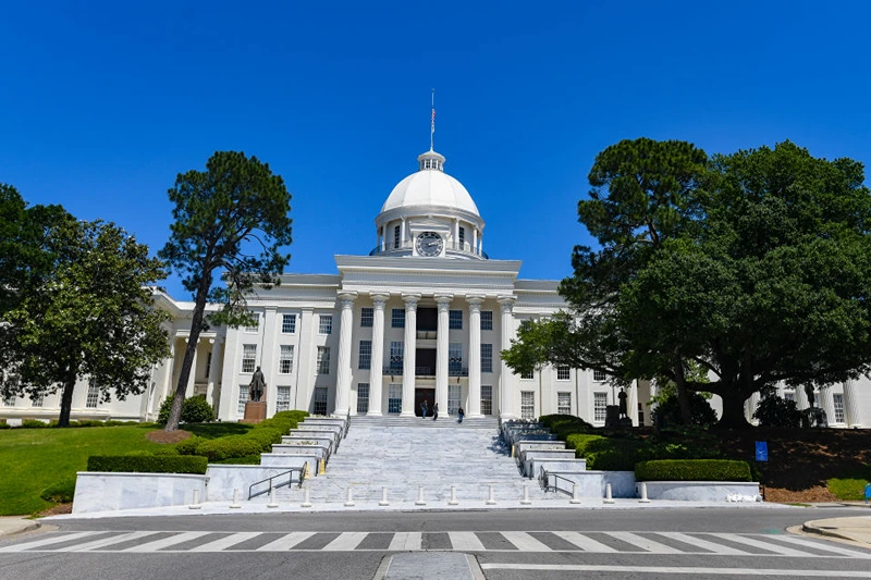 MONTGOMERY, AL - MAY 15: The Alabama State Capitol stands on May 15, 2019 in Montgomery, Alabama. Today Alabama Gov. Kay Ivey signed a near-total ban on abortion into state law. (Photo by Julie Bennett/Getty Images)