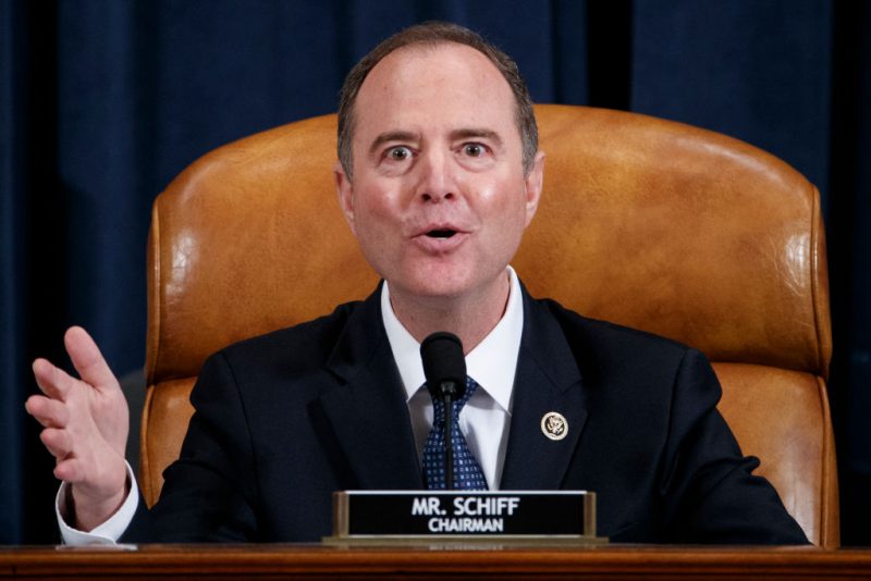 WASHINGTON, DC - NOVEMBER 19: House Intelligence Committee Chairman Adam Schiff (D-CA) delivers his closing remarks during the end of the hearing with Jennifer Williams, adviser to Vice President Mike Pence for European and Russian affairs, and Lt. Col. Alexander Vindman, National Security Council Director for European Affairs before the House Intelligence Committee in the Longworth House Office Building on Capitol Hill November 19, 2019 in Washington, DC. The committee heard testimony during the third day of open hearings in the impeachment inquiry against U.S. President Donald Trump, who House Democrats say withheld U.S. military aid for Ukraine in exchange for Ukrainian investigations of his political rivals. (Photo by Shawn Thew - Pool/Getty Images)