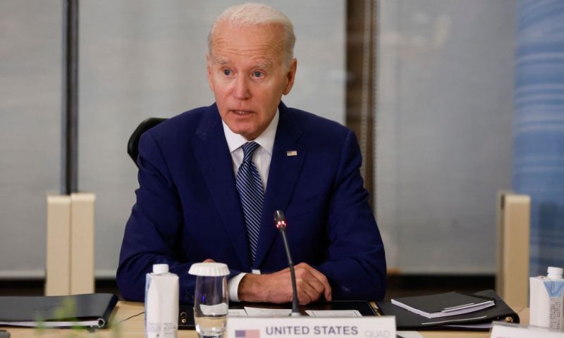 US President Joe Biden attends a quad meeting with with Australia's Prime Minister Anthony Albanese, Japan's Prime Minister Fumio Kishida, and India's Prime Minister Narendra Modi on the sidelines of the G7 Leaders' Summit in Hiroshima on May 20, 2023. (Photo by JONATHAN ERNST / POOL / AFP) (Photo by JONATHAN ERNST/POOL/AFP via Getty Images)