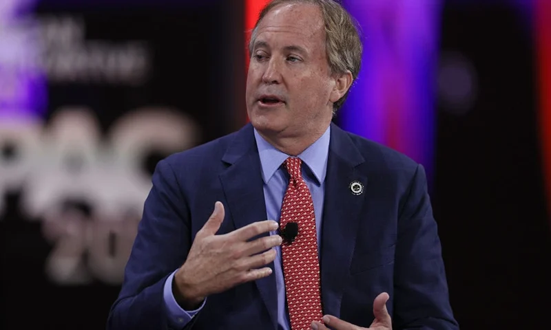 ORLANDO, FLORIDA - FEBRUARY 27: Ken Paxton, Texas Attorney General, speaks during a panel discussion about the Devaluing of American Citizenship during the Conservative Political Action Conference held in the Hyatt Regency on February 27, 2021 in Orlando, Florida. Begun in 1974, CPAC brings together conservative organizations, activists, and world leaders to discuss issues important to them. (Photo by Joe Raedle/Getty Images)