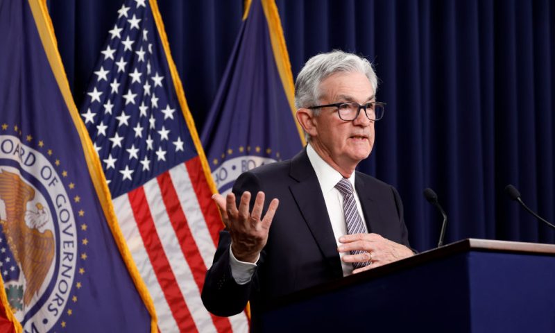 Federal Reserve Board Chairman Jerome Powell delivers remarks at a news conference following a Federal Open Market Committee meeting on May 3, 2023 in Washington, DC. The Federal Reserve announced a 0.25 percentage point interest rate increase bringing the key federal funds rate to more than 5%, a 16-year high. (Photo by Anna Moneymaker/Getty Images) (Photo by Anna Moneymaker/Getty Images)