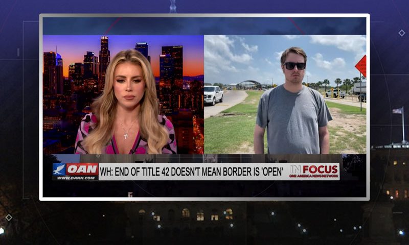 Video still from Nick Sortor's interview with In Focus on One America News Network
