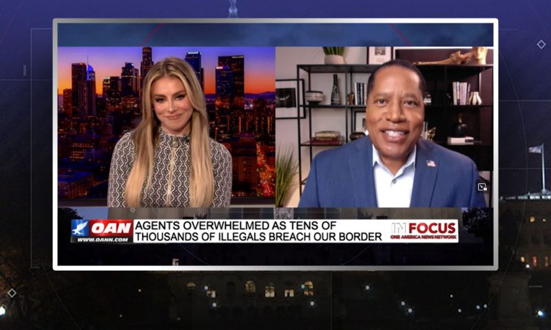 Video still from Larry Elder's interview with In Focus on One America News Network