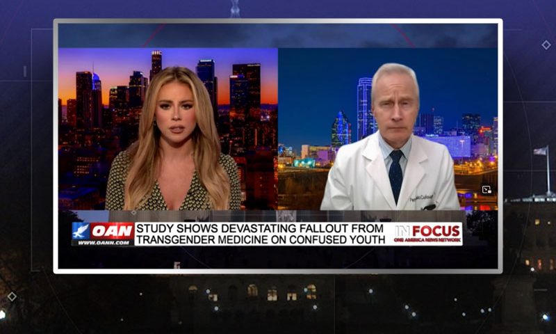 Video still from Dr. Peter McCullough's interview with In Focus on One America News Network