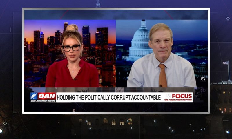 Video still from Rep. Jim Jordan's interview with In Focus on One America News Network