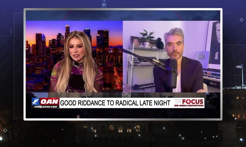 Video still from Stephen Hilton's interview with In Focus on One America News Network