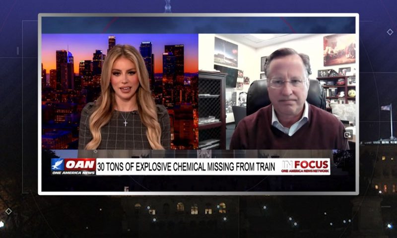 Video still from Dave Brat's interview with In Focus on One America News Network