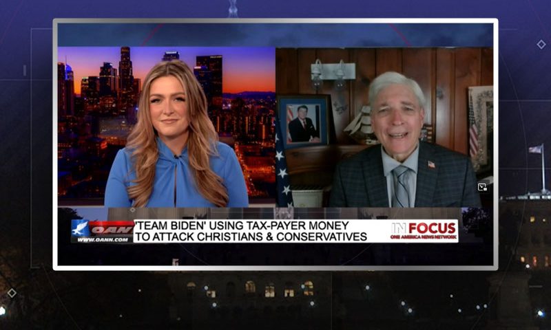 Video still from Steve Rogers' interview with In Focus on One America News Network