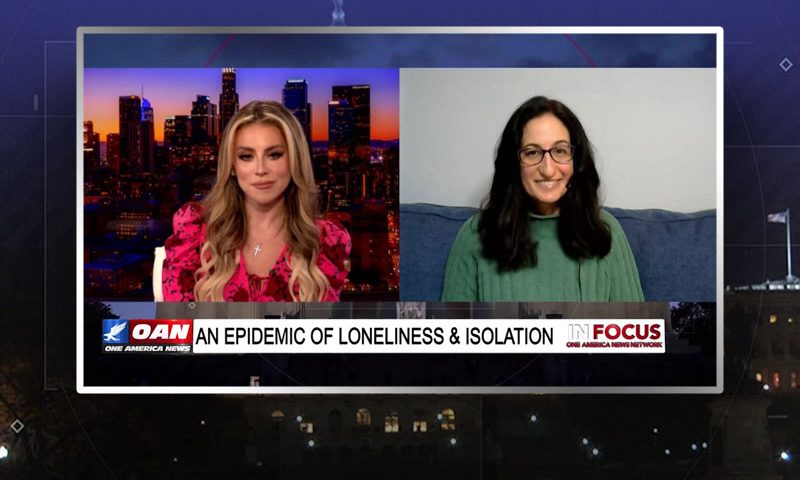 Video still from Pamela Garfield-Jaeger's interview with In Focus on One America News Network
