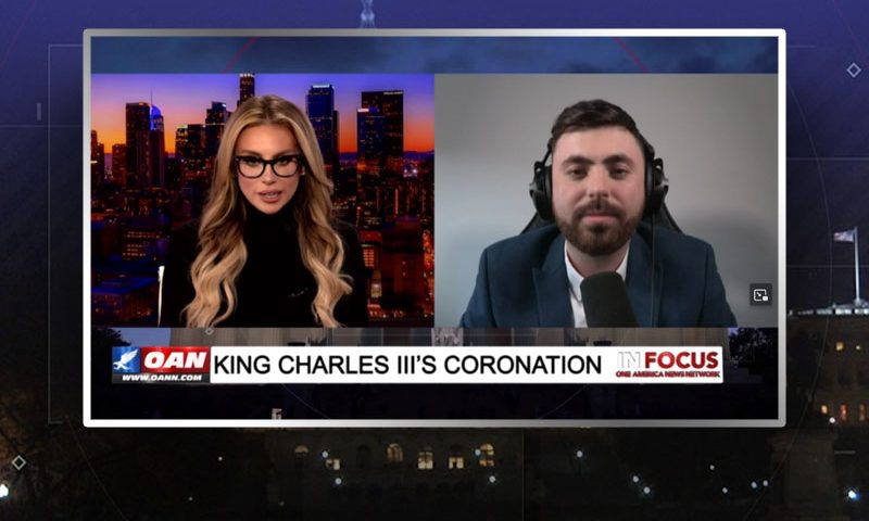 Video still from Lewis Brackpool's interview with In Focus on One America News Network