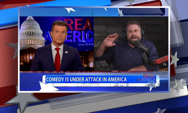 Video still from Nick Freitas' interview with Real America on One America News Network
