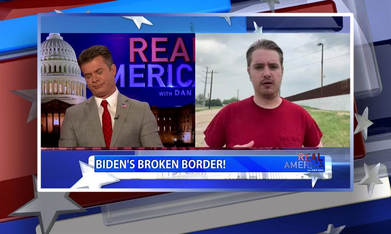 Video still from Nick Sortor's interview with Real America on One America News Network