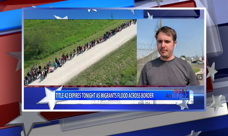 Video still from Nick Sortor's interview with Real America on One America News Network