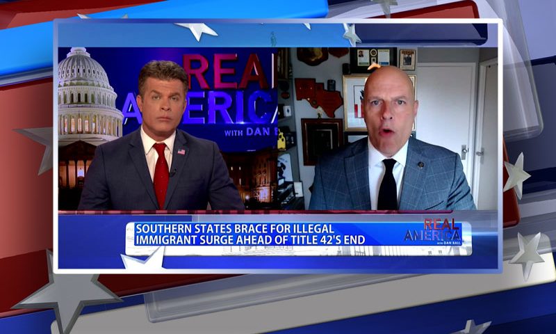 Video still from Ron Vitiello's interview with Real America on One America News Network
