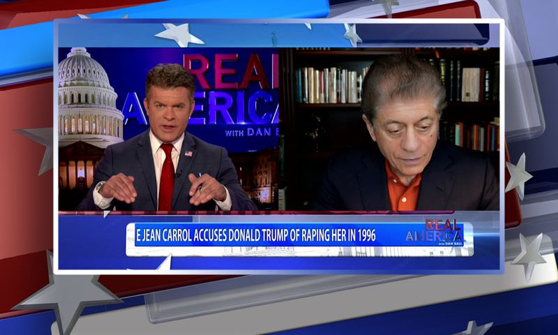 Video still from Andrew Napolitano's interview with Real America on One America News Network